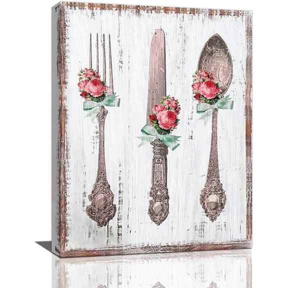 Sps ssion fork Knife Spoon 12"x16" Framed Canvas Art Prints