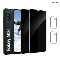 [2 2 Pack] Hionly for Samsung Galaxy A03S Privacy Screen Protector with Camera Lens Protector,Sensor Protection,Case Friendly Tempered Glass Film[9H Hardness] [Bubble Free] [Easy Install]