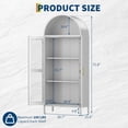 thumbnail image 2 of EastVita 73 Inch Arched Metal Storage Cabinet with Glass Door2 Adjustable Shelves White, 2 of 8
