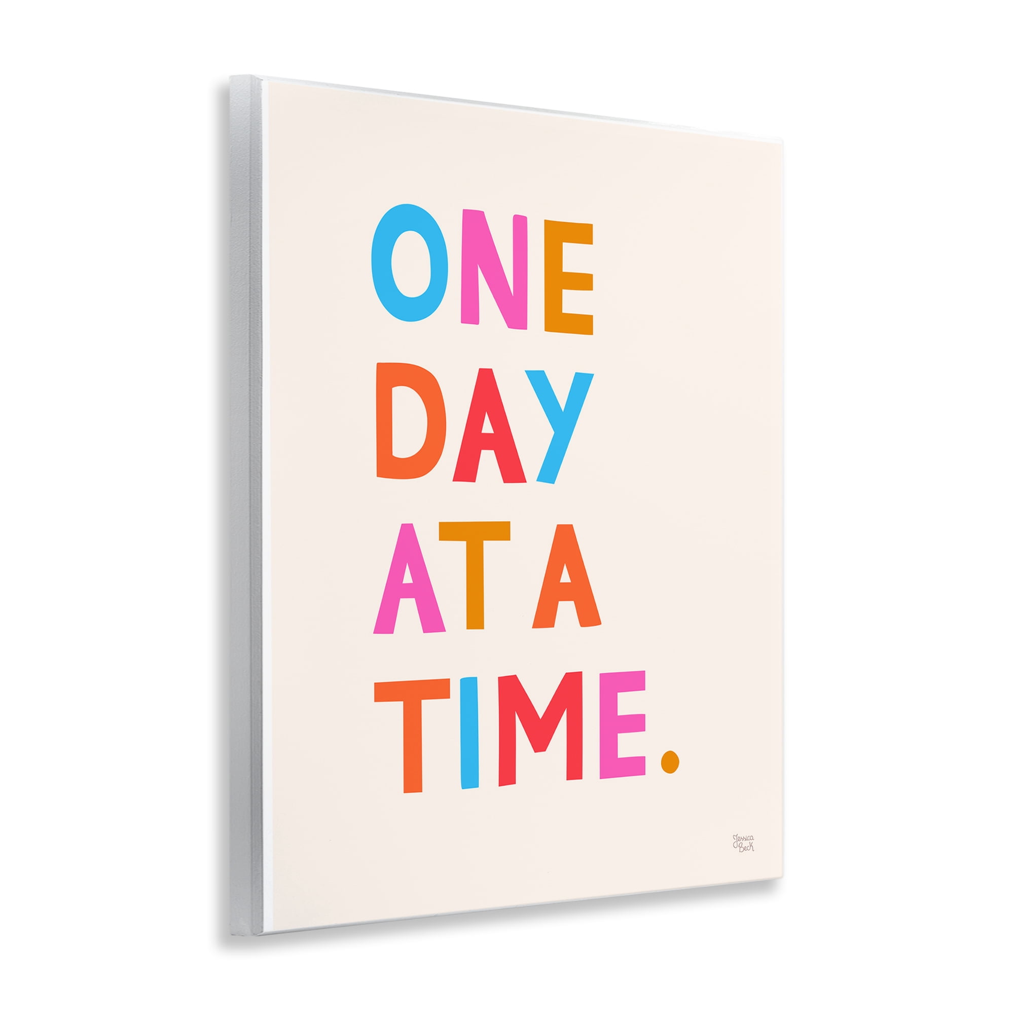 Stupell Industries One Day At A Time Text & Numbers Painting Unframed Art Print Wall Art, 11 x 14