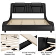 thumbnail image 4 of Homfa King Size LED Bed Frame, PU Leather Upholstered Curved Platform Bed Frame with Adjustable Headboard, Black, 4 of 8