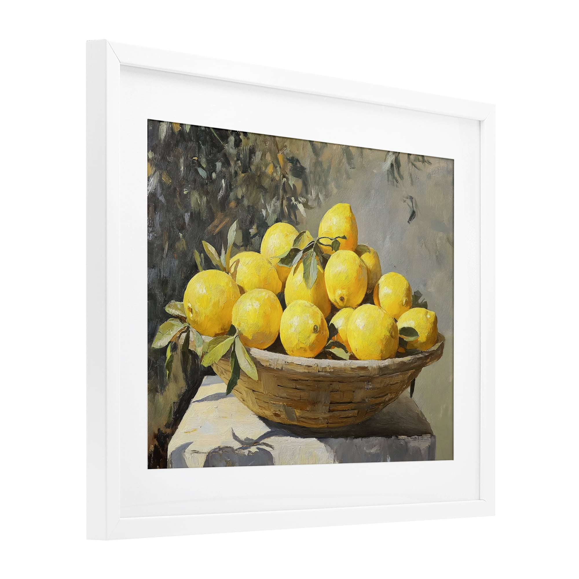 Stupell Industries Basket of Lemons in Sunlight White Framed Print Under Glass, design by Creative Studio