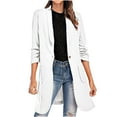 thumbnail image 3 of My Orders Placed By Me, BiZtdJrK Women's Casual Long Blazers Ruched 3/4 Sleeve Lapel Suit Jackets Elegant Open Front Work Office Blazer Jacket with Pockets White S, 3 of 6