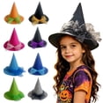 thumbnail image 5 of Quealent Kids Witch Hat Girls Lace Halloween Hat for kids Youth Teens Halloween Decorations Party (Blue, One Size), 5 of 7