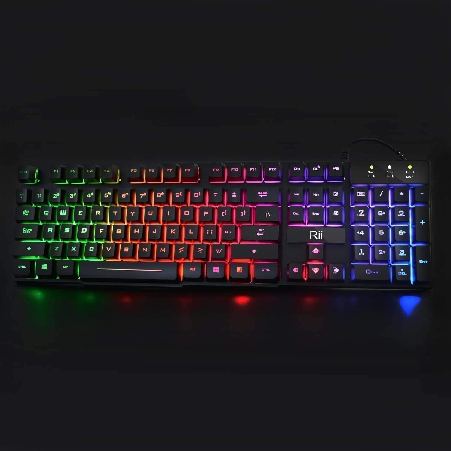 Rii RK100+ Multiple Color Rainbow LED Backlit Large Size USB Wired Mechanical Feeling Multimedia PC Gaming Keyboard,Office Keyboard for Working or Primer Gaming,Office Device (US Layout) - image 2 of 7