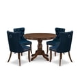 thumbnail image 2 of East West Furniture HBDA5-AWA-29 5 Piece Modern Dining Table Set Consists of a Round Kitchen Room Table and 4 Padded Chairs, 42x42 Inch, Antique Walnut, 2 of 12