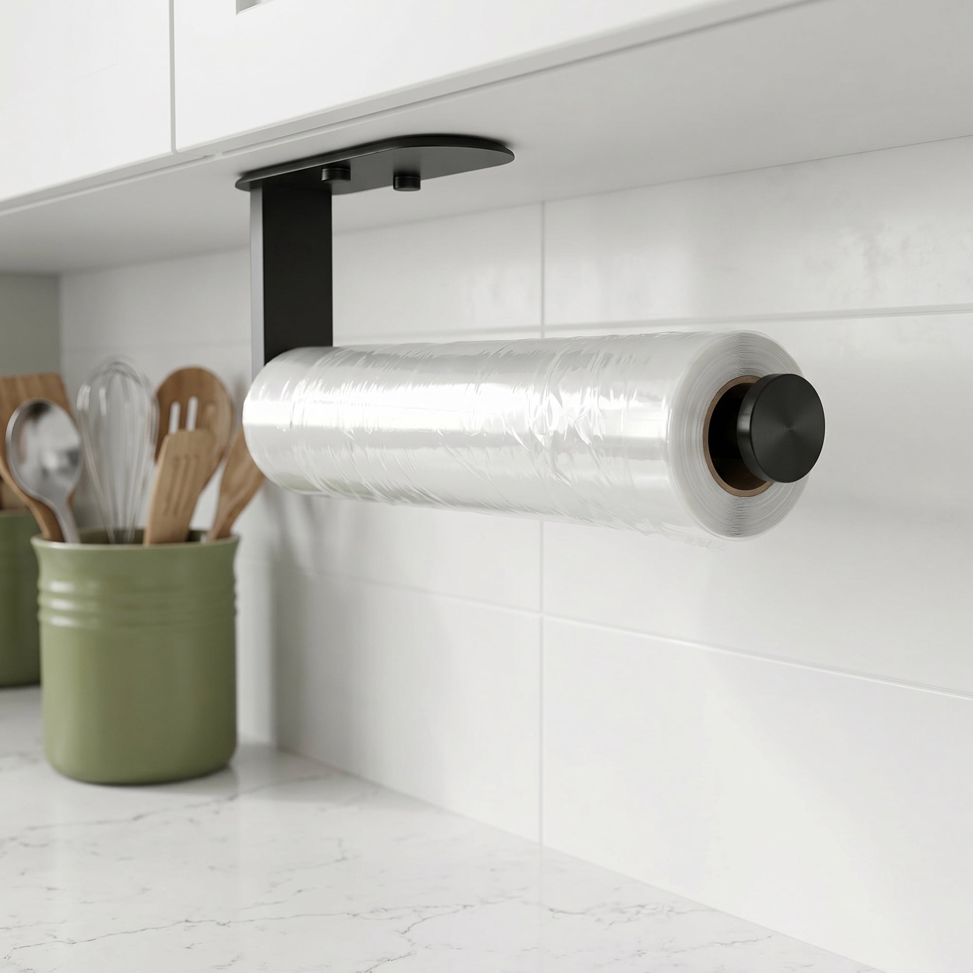 Unique Bargains Wall Mount Metal Rustproof Kitchen Towel Rack Black C 11.8x3.9inch