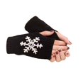 thumbnail image 2 of 1 Pair Knit Half Finger Glove Comfortable Winter Simple Knitting Craft Fingers Covers Hand Mittens with Snowflake Pattern, 2 of 6