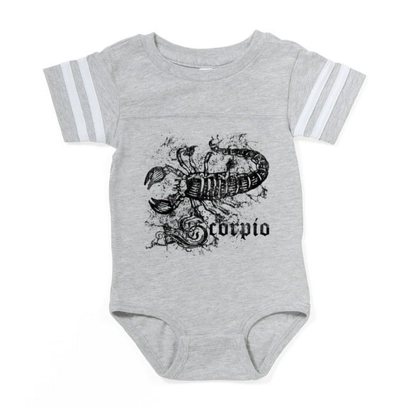 CafePress - Zodiac Distressed Scorpio_Wh Baby Football Bodysui - Cute Infant Baby Football Bodysuit