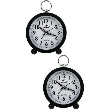 Set of 2 Analog Radio Controlled Alarm Clock Round Gift Office