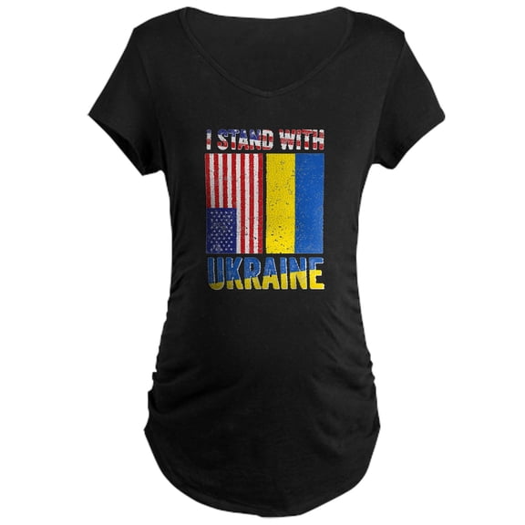 CafePress - I Stand With Ukraine Support Ukr Maternity T Shirt - Maternity Dark T-Shirt