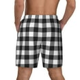 thumbnail image 3 of Kdxio Black White Plaid Print Men's Swim Trunks with Compression Liner 7 Inch Inseam Quick Dry Swim Shorts, 3 of 7