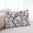 thumbnail image 2 of Red Blue Botanical Throw Pillow Cover 24 x 36 Inch Decorative Pillow Cover Summer Vintage Flower Leaf Branch Lumbar Pillowcase Seasonal Rectangle Cushion Case for Couch Sofa Bed Living Room, 2 of 7