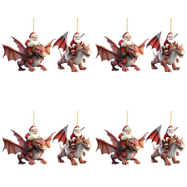 2 PCS ACRYLIC Santa Dragón Flying 2d Dinosaurio Flat Dinosaur Del Automóvil Navidad (#1)