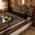 thumbnail image 3 of meiyoeat Wooden Fishing Bass Zipper Twin Comforter Sets with Fitted Sheet and 2 Pillowcases for Men Boys, Brown Vintage Lodge Cabin Zipper Bedding Set, Black Reversible, 4-Piece, 3 of 6