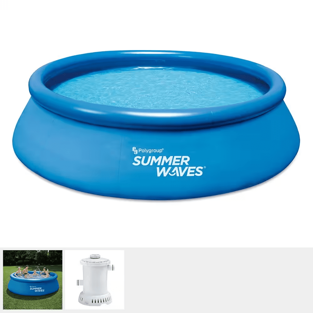 12 Ft. Round X 36 In. Deep Inflatable Ring Pool with 600 GPH Filter