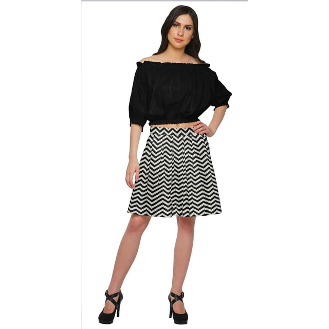 Moomaya Jupe Courte Plissée en Coton Imprimé Mini pour Femmes Vêtements Décontractés