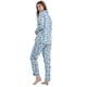 thumbnail image 2 of GLOBAL Conjuntos de Pijamas de Algodón para Mujer, Ropa de Dormir de Manga Larga con Botones, Ropa de Dormir Cómoda, Conjunto de Pijamas Suaves, Flor Verde Azul L, 2 of 5