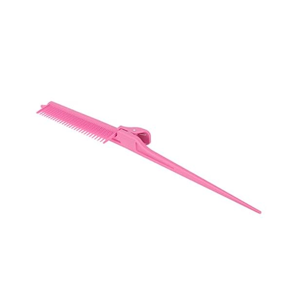 wonim44 Rat Tail Teasing Clip Comb, Pink Partition Attachment Clip Flat Iron Comb Hair Clip Combs Fine Tooth Comb for Straightening Dyeing