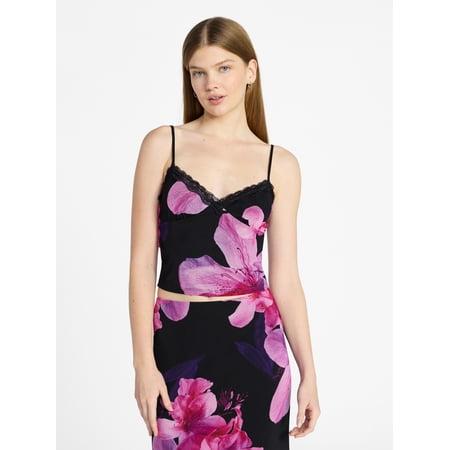 No Boundaries Mesh Camisole with Lace Trim, Women's XXS-XXL