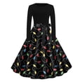 thumbnail image 2 of Haivin Women's Christmas Print Dress with Round Neck, Long Sleeves, and Flared Skirt for Holiday Parties and Formal Occasions, 2 of 6