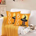 thumbnail image 3 of Orange Halloween Pillow Covers 20x20 Inch Set of 2 Halloween Boo Witch Shoes Hat Spider Web Throw Pillow Cases Halloween Farmhouse Decoration Cushion Cover for Sofa Couch, 3 of 6