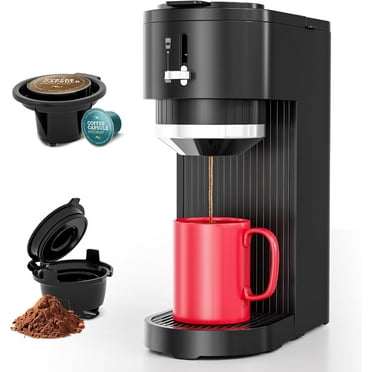 Moifoi  Mini Single Serve Coffee Maker for K Cup and Ground Coffee, Fast Brew One Cup Coffee Machine with Dual Brew System , 6 to 14 oz. Brew Sizes, Black