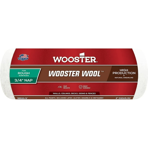 Wooster RR633 9" Wooster Wool 3/4" Nap Roller Cover
