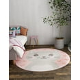 thumbnail image 5 of Unique Loom Whimsy Kids Collection Area Rug - Meow (5' 3" Round Pink/Gray) Perfect For Kids Bed Room/Nursery Room/Living Room/Class Room/Play Room, 5 of 5