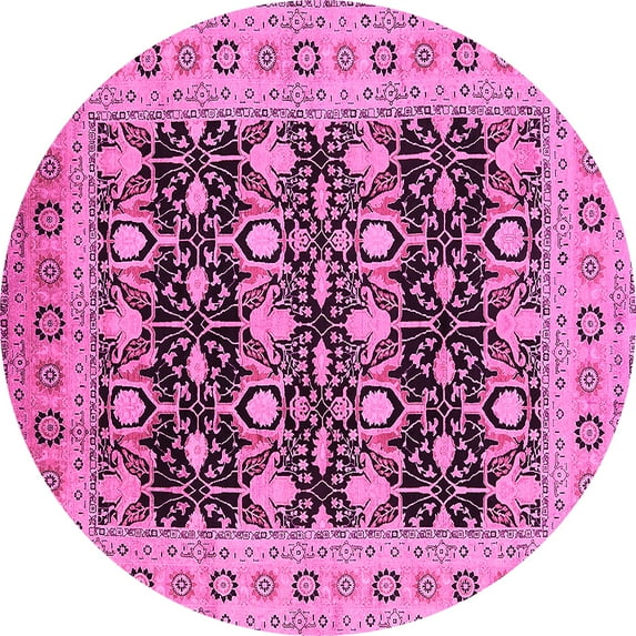 Ahgly Company Indoor Round Oriental Pink Industrial Area Rugs, 6' Round