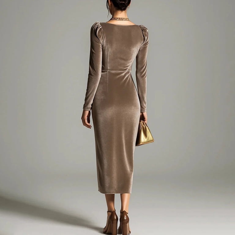 brown velvet bodycon dress Polka Dot Eco Midi Dress Chocolate Brown/White main image 1