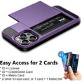 thumbnail image 2 of Case Compatible with iPhone 15 Pro Max with Card Holder+Screen Protector+Camera Cover Dual Layer Shockproof Protective Hidden Card Slot Sliding Wallet Case for iPhone15 ProMax 6.7'' GreyPurple, 2 of 13