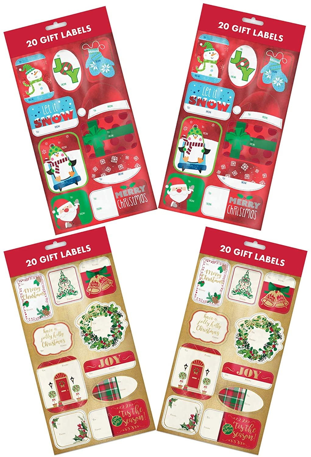 BTHERE Bundle 80ct Foil Christmas Holiday Self Adhesive Gift Tag