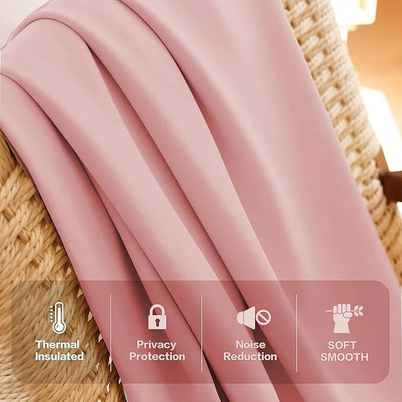 Homi Drapes Double Pinch Pleated Blackout Curtains Thermal Insulated Room Darkening Drapes for Bedroom/Livingroom Along with 2 Panels,Tiebacks,Hooks (Baby Pink, 26"x95")