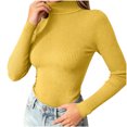 thumbnail image 3 of Liuinsasek Womens Turtleneck Sweater Solid Color Winter Base Layer Knitwear Slim Pullover Trendy Basic Versatile Clothing, 3 of 5