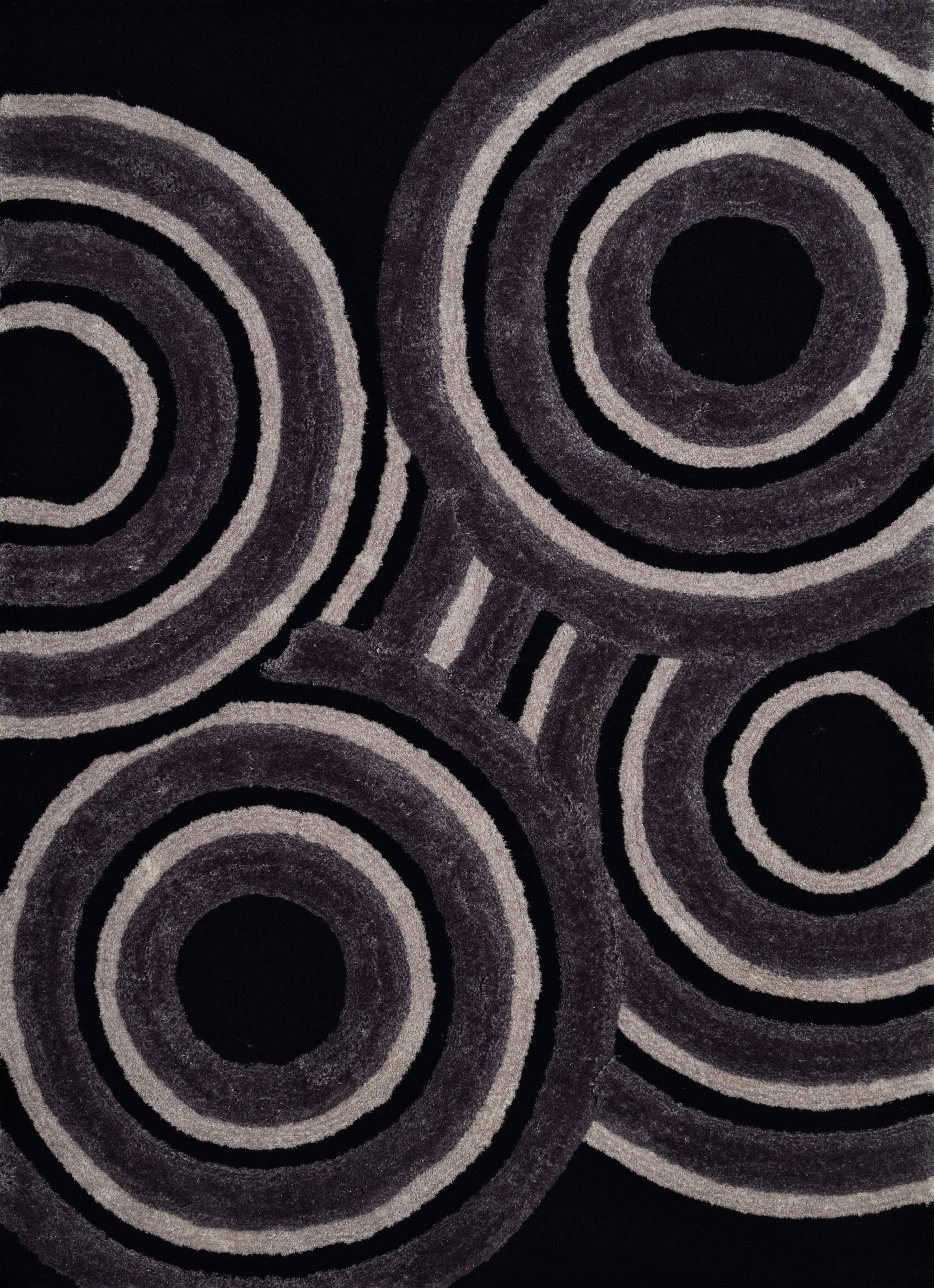 United Weavers Veria Pehme Shag Geometric Area Rug, Black, 7'10" X 10'6"