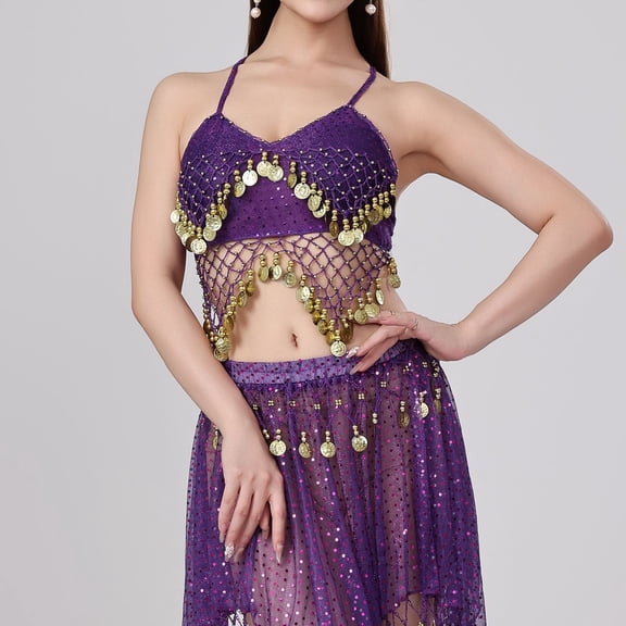 Kctiaxy Womens Summer Tops with Built in Bra Spaghetti Strap Fringe Sparkly Tank Top Sleeveless V-Neck Belly Crop Blouse Dance Performance