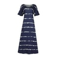 thumbnail image 2 of Sakmal Blue Fashion Womens Striped Dresses Maxi Casual V-Neck Short Sleeve Plus Size Dresses for Curvy Ladies, 2 of 6