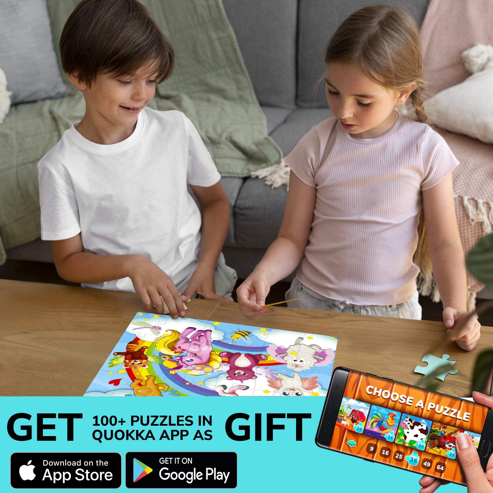 QUOKKA Puzzles for Toddlers 4-6 – 4 x 48 Pieces Jigsaw Puzzles for Kids Ages 3-5