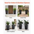 thumbnail image 5 of KFFKFF Set of 2 Tall Planters, 30in Large Tapered Pots for Indoor and Outdoor Plants, Modern Plastic Flower Containers with Wheels, Inner Pot, and Drainage Holes for Patio, Garden, Black, 5 of 8