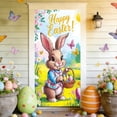 thumbnail image 4 of Luxcidy Easter Door Cover Cute Rabbit Door Party Decoration Supplies, Happy Easter Door Cover, Large Fabric Bunny Egg Door Banner, 72x35 Inch (P), 4 of 6