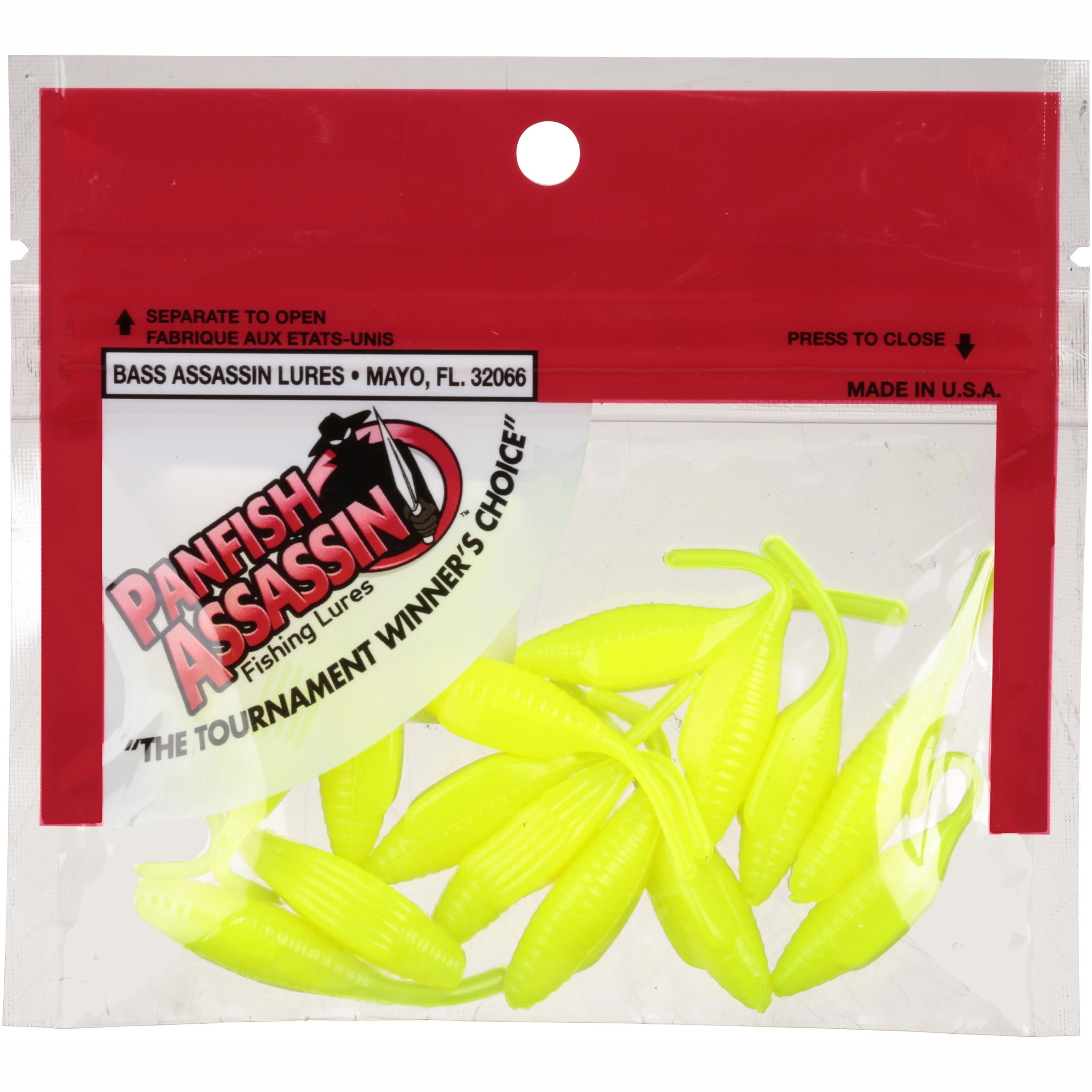 Panfish Assassin? Limetreuse 1.5 in. Tiny Shad Fishing Lures 15 ct