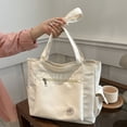 thumbnail image 4 of Minnieouse Bolso de viaje de gran capacidad, bolso de lona de alta resistencia con múltiples cremalleras para el trabajo de las mujeres Bolsas de mensajero y de hombro Blanco, 4 of 6