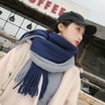 thumbnail image 2 of Scarf for Women Lined Knit Wraps Soft Knitted Scarf Cold Weather Long Scarvesthick Warm Long Shawl Women's Fashion Scarves Blue One Size, 2 of 8