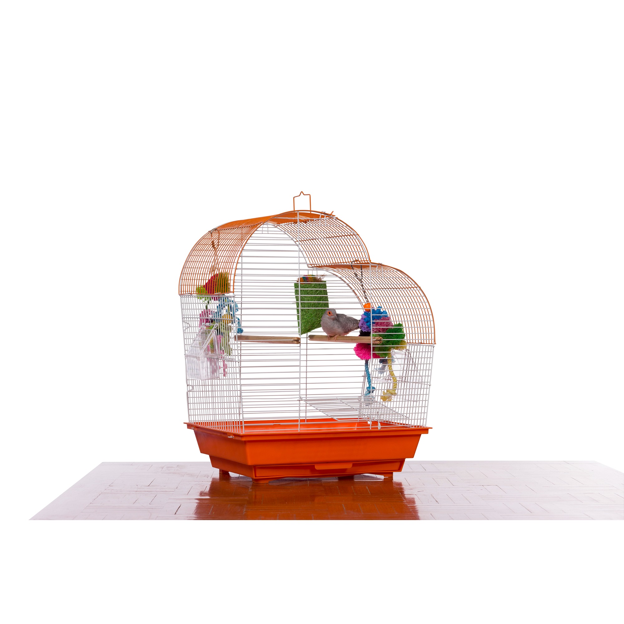 Prevue Pet Products Palm Beach Waterfall Roof Orange & White Bird Cage SP21003O/W
