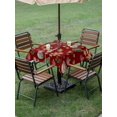 thumbnail image 3 of Outdoor Tablecloth with Umbrella Hole and Zipper, Red Christmas Square Table Cloth 54x54 Inch Waterproof Tablecloth, Xmas Tree Balls Snowman Gingerbread Picnic Table Cover for Patio Camping, 3 of 7