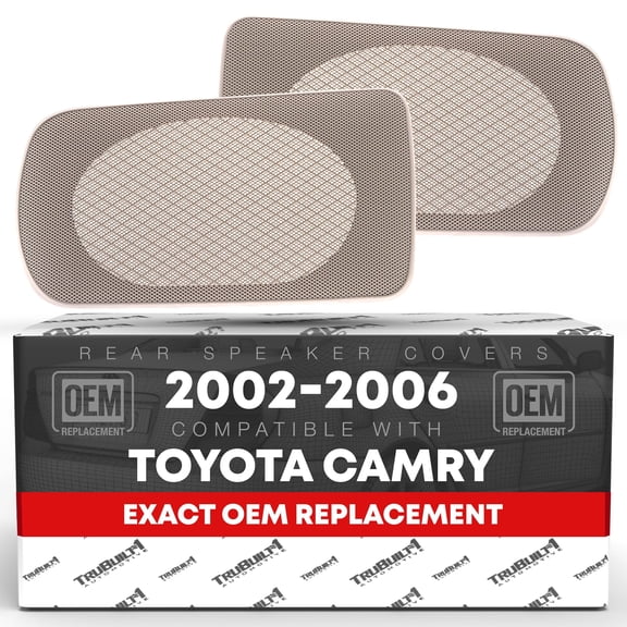Speaker Grille Replacement Set, Left and Right Side - Compatible with 2002-2006 Toyota Camry - Rear Speaker Grille Cover, Beige - OEM 04007-521AA-E0