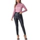 thumbnail image 2 of Blusa de fiesta ajustada de manga larga semi transparente brillante para mujer Allegra K XL color rosa claro, 2 of 6