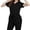 Black, variant on Bosfbaoi Women's 2 Piece Scrub Set Nursing Uniform Sets V-Neck Puff Sleeve Top Multi-Pocket Straight Leg Pants Medical Uniform