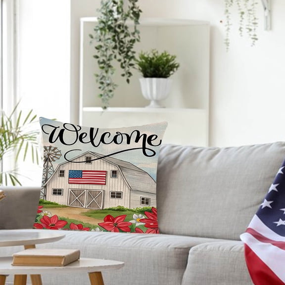 Tepsmf 4th of July Patriotic Throw Pillow Cover, 18 x 18 Inch Independence Day Memorial Day America Flag Stars Decor Cushion Case for Sofa Couch Bed Cartoons